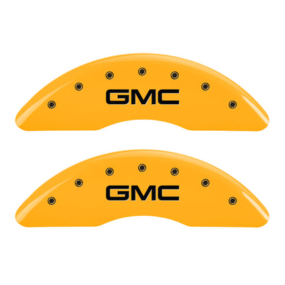 MGP 4 Caliper Covers Engraved Front & Rear GMC Yellow finish black ch