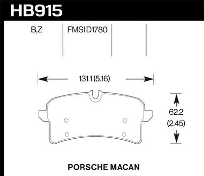 Hawk 15-18 Porsche Macan Performance Ceramic Rear Brake Pads