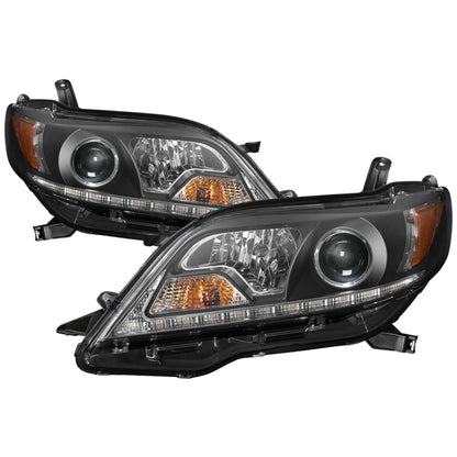 Spyder 2015-2017 Toyota Sienna Projector Headlights - DRL LED - Black PRO-YD-TSEN15-DRL-BK