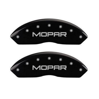 MGP 4 Caliper Covers Engraved Front & Rear MOPAR Black finish silver ch