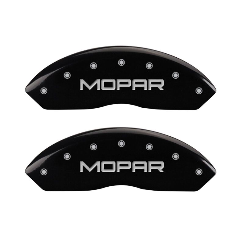 MGP Front set 2 Caliper Covers Engraved Front MOPAR Black finish silver ch