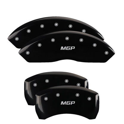 MGP 4 Caliper Covers Engraved Front & Rear MGP Black Finish Silver Char 2019 GMC Arcadia