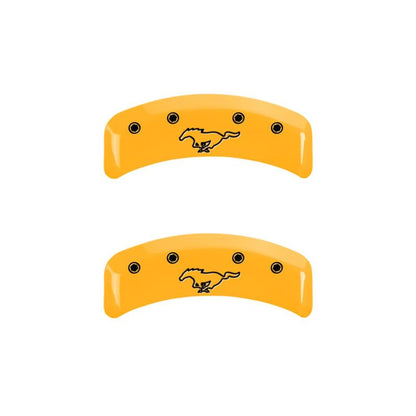 MGP 4 Caliper Covers Engraved Front Mustang Rear Pony Yellow Finish Black Char 2004 Ford Mustang