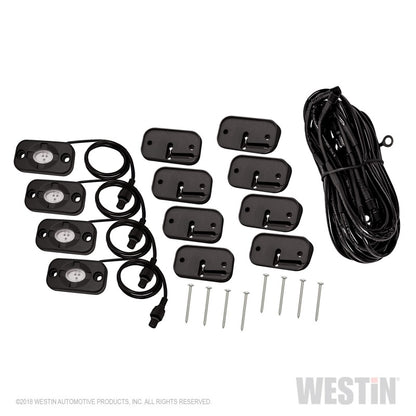 Westin Universal LED Rock Light Kit - 4 Lights - 14ft 9in Wiring Harness & Switch