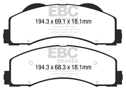 EBC 15+ Ford F150 2.7 Twin Turbo (2WD) Yellowstuff Front Brake Pads