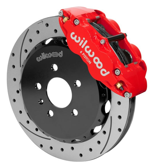 Wilwood 03-08 Audi A4 Forged Narrow Superlite 6R Front Big Brake Kit 12.88in Rotor Dia (Red) w/ Line