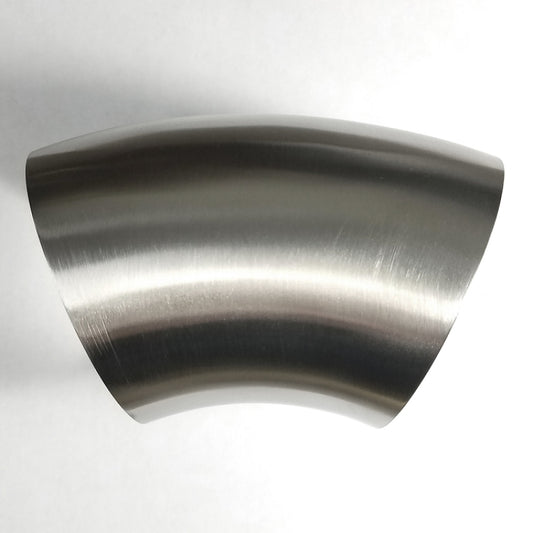 Stainless Bros 3.5in SS304 45 Degree Bend Elbow - 1D / 3.5in CLR - 16GA / .065in Wall - No Leg