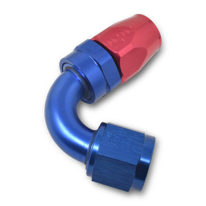 Russell Performance -10 AN Red/Blue 120 Degree Full Flow Swivel Hose End (With 15/16in Radius)