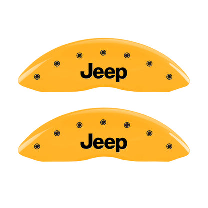 MGP 4 Caliper Covers Engraved Front & Rear Jeep Yellow Finish Black Char 1999 Jeep Grand Cherokee