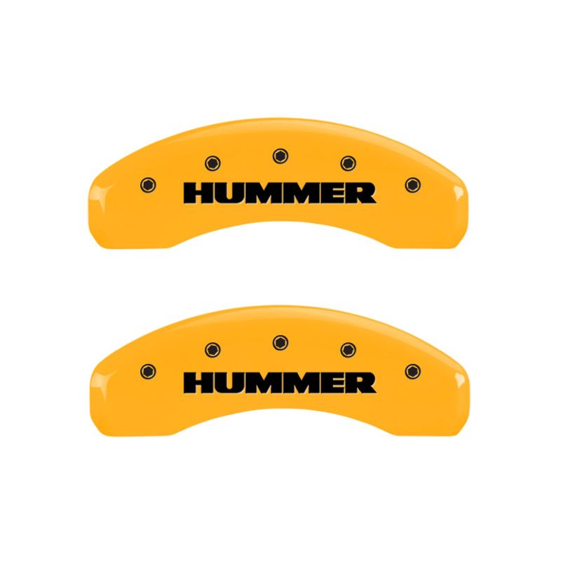 MGP 4 Caliper Covers Engraved Front & Rear Hummer Yellow Finish Black Char 2005 Hummer H2