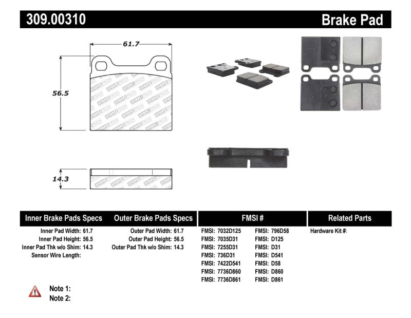 StopTech Performance 98-04 Volvo C70/98-00 V70 Rear Brake Pads