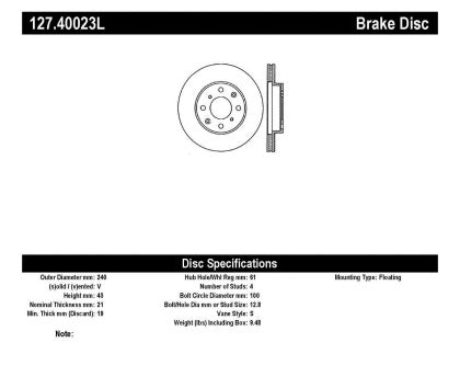 StopTech - 96-00 Honda Civic DX/HX Coupe/90-00 Civic DX/LX Sedan Slotted & Drilled Left Front Rotor