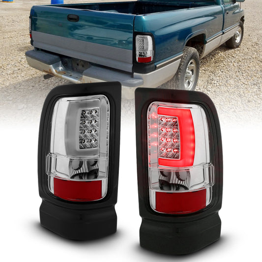ANZO 1994-2001 Dodge Ram 1500 LED Taillights Plank Style Chrome w/ Clear Lens