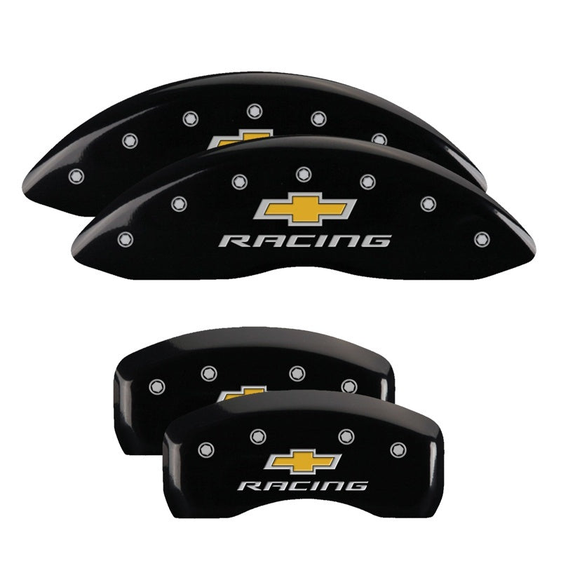 MGP 4 Caliper Covers Engraved Front & Rear Chevy racing Black finish silver ch