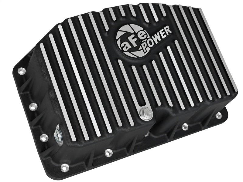 AFE Pro Series Engine Oil Pan Black w/Machined Fins; 11-16 Ford Powerstroke V8-6.7L (td)