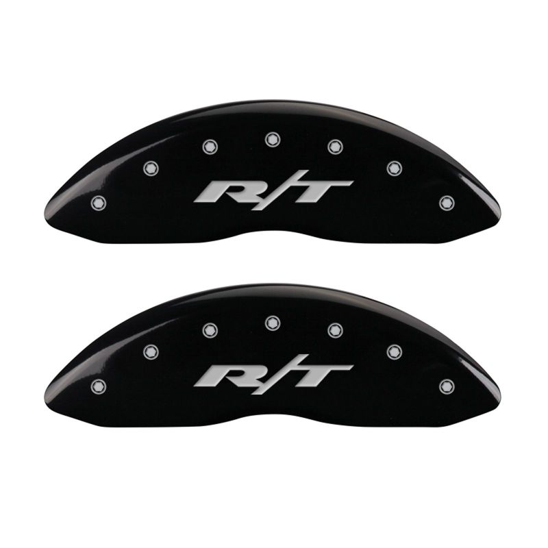 MGP 4 Caliper Covers Engraved Front & Rear RT1-Truck Black finish silver ch