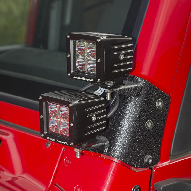 Rugged Ridge 97-06 Jeep Wrangler TJ/LJ 3in Square Dual A-Pillar LED Kit