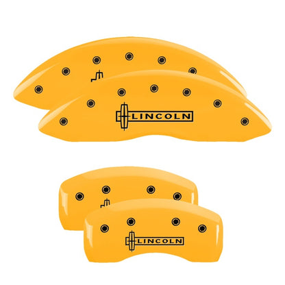 MGP 4 Caliper Covers Engraved Fr Lincoln Rr Star Logo Yellow Finish Black Char 2003 Lincoln Town Car