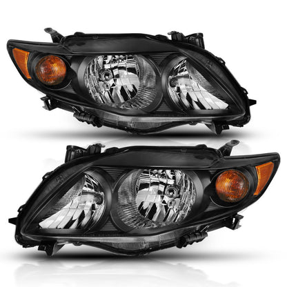 ANZO 2009-2010 Toyota Corolla Crystal Headlight Black Amber