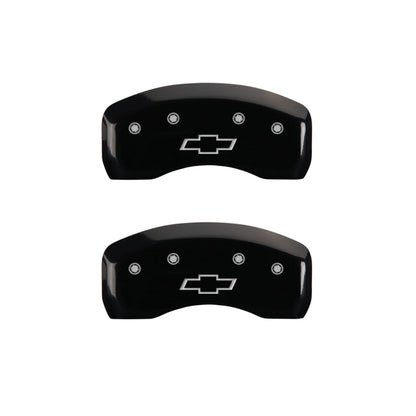 MGP 4 Caliper Covers Engraved Front & Rear Bowtie Black Finish Silver Char 2019 Chevrolet Malibu