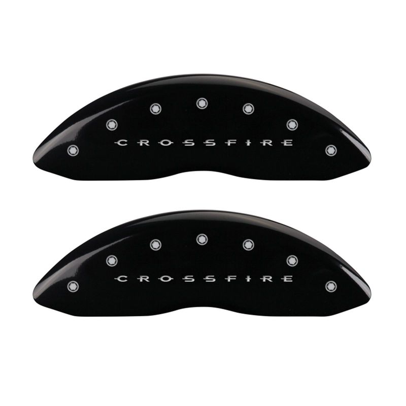 MGP 4 Caliper Covers Engraved Front & Rear Crossfire Black finish silver ch