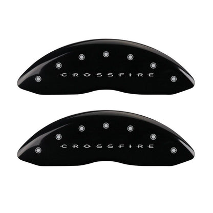 MGP 4 Caliper Covers Engraved Front & Rear Crossfire Black finish silver ch