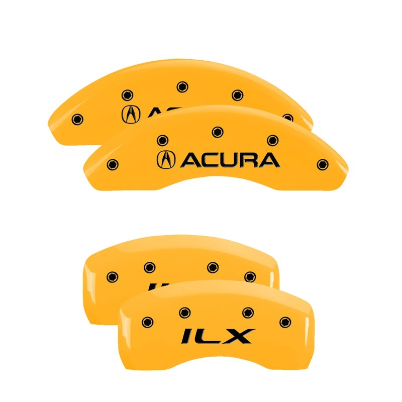 MGP 4 Caliper Covers Engraved Front Acura Engraved Rear ILX Yellow finish black ch