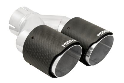 MBRP 3in ID / Dual 4in OD Out Staggered L 9.37in / R 9.87in Dual Wall Carbon Fiber Univ Exhaust Tip