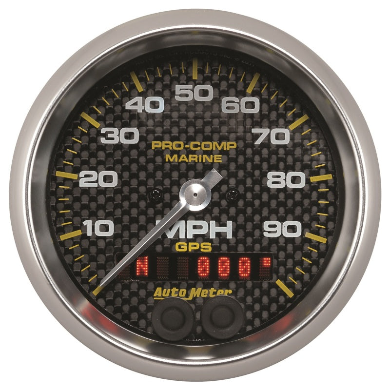 Autometer Marine Carbon Fiber 3-3/8in 100MPH GPS Speedometer Gauge