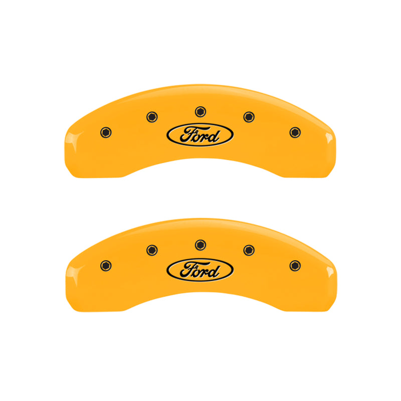 MGP 4 Caliper Covers Engraved Front & Rear Oval logo/Ford Yellow finish black ch