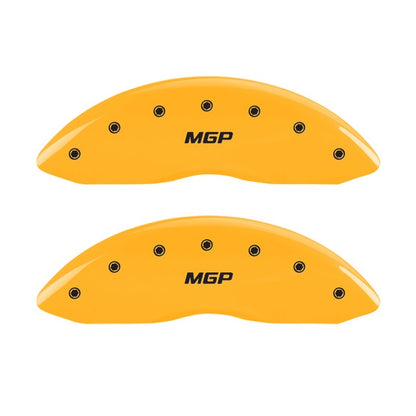 MGP Front set 2 Caliper Covers Engraved Front MGP Yellow finish black ch