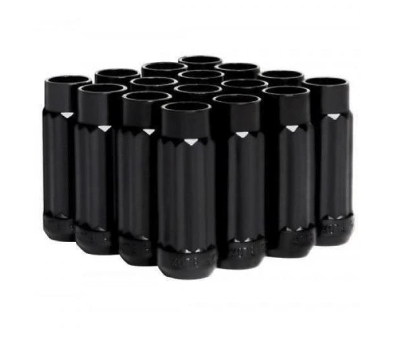 BLOX Racing 12-Sided P17 Tuner Lug Nuts 12x1.5 - Black Steel - Set of 16