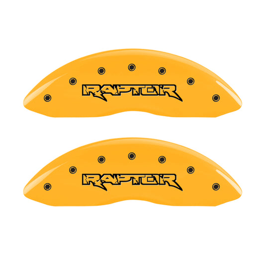 MGP 4 Caliper Covers Engraved Front & Rear Raptor Yellow finish black ch