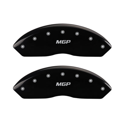 MGP 4 Caliper Covers Engraved Front & Rear GMC Black finish silver ch