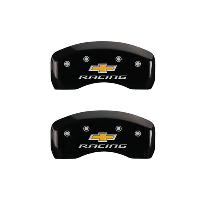 MGP 4 Caliper Covers Engraved Front & Rear Chevy racing Black finish silver ch