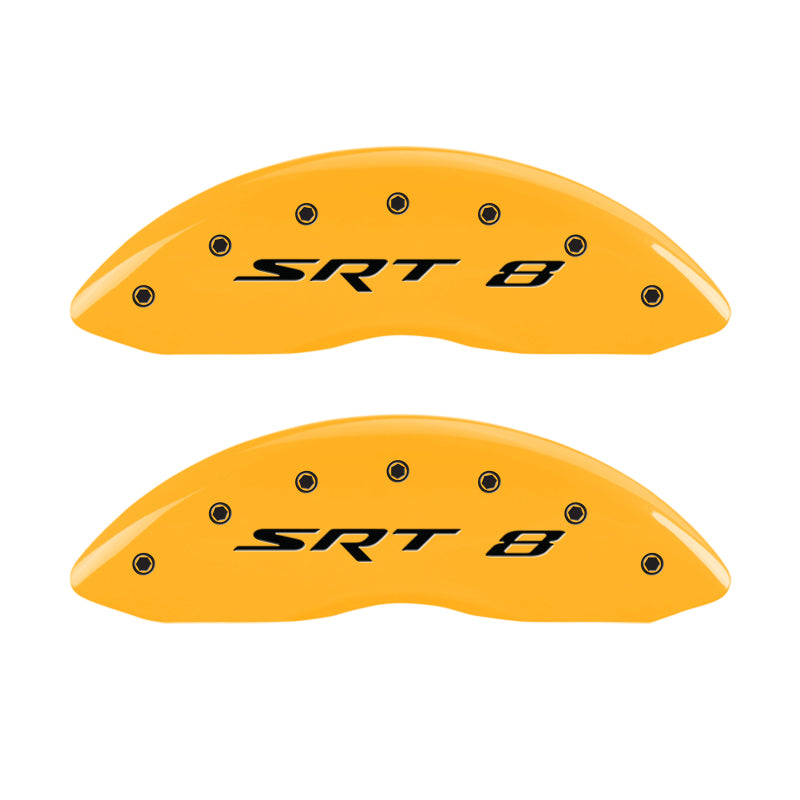 MGP 4 Caliper Covers Engraved Front & Rear SRT8 Yellow finish black ch