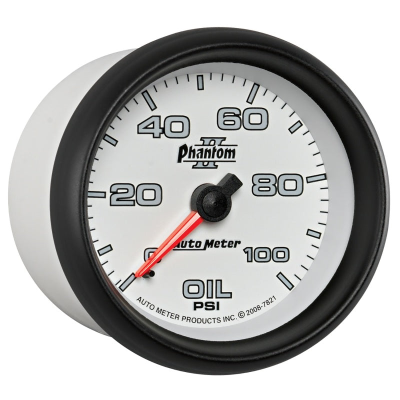 Autometer Phantom II 2-5/8in 100 PSI Mechanical Oil Pressure Gauge