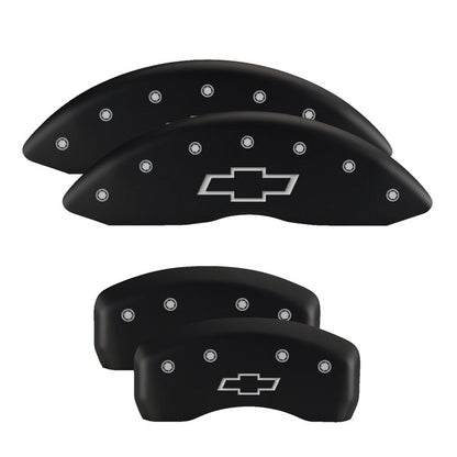 MGP 4 Caliper Covers Engraved Front & Rear With stripes/Dart Black finish silver ch