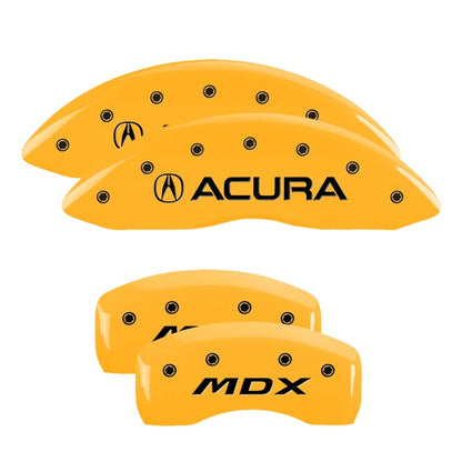 MGP 4 Caliper Covers Engraved Front & Rear Acura Yellow finish black ch