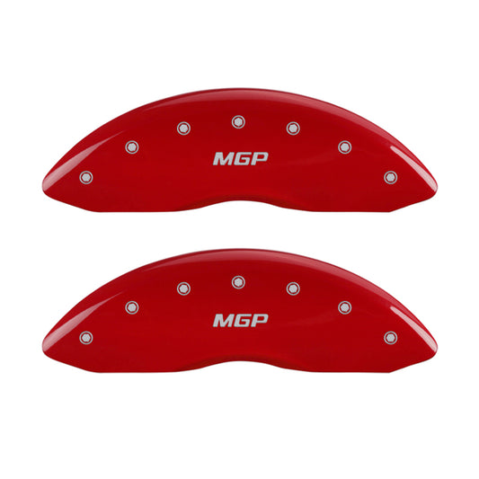 MGP 4 Caliper Covers Engraved Front & Rear MGP Red Finish Silver Char 2010 GMC Savana 3500