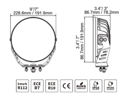 Go Rhino Xplor Blackout Series Round Single LED Spot Light Kit w/DRL (Surface Mount) 9in. - Blk