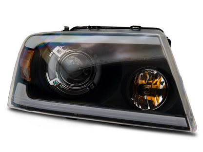 Raxiom 04-08 Ford F-150 Axial Series Projector Headlights w/ SEQL LED Bar- Blk Housing (Clear Lens)