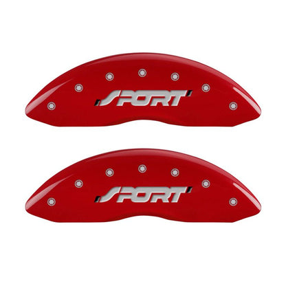 MGP 4 Caliper Covers Engraved Front & Rear SPORT Red finish silver ch