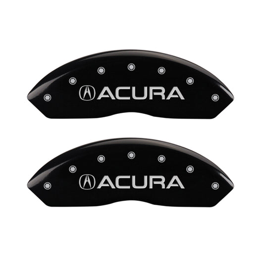 MGP 4 Caliper Covers Engraved Front Acura Engraved Rear RLX Black finish silver ch