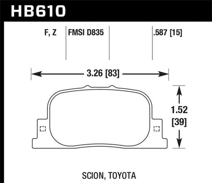 Hawk 05-09 Scion tC / 00-01 Lexus ES300 Performance Ceramic Street Rear Brake Pads