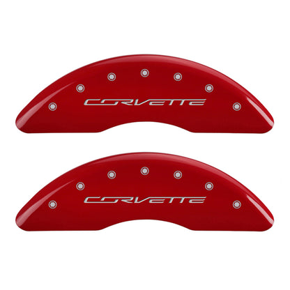 MGP 4 Caliper Covers Engraved Front & Rear C7/Corvette Red finish silver ch
