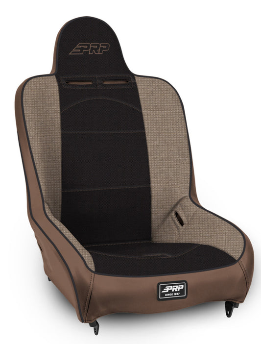 PRP Premier High Back Suspension Seat (Two Neck Slots) - Tan / Black