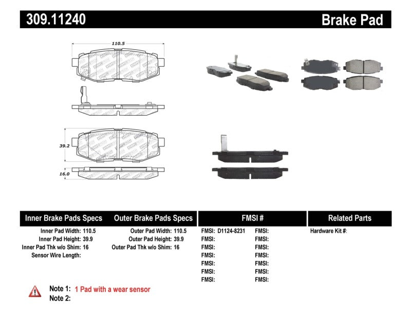 StopTech Performance 06-10 Subaru Legacy Sedan/Outback/13 BRZ / 13 Scion FR-S Rear Brake Pads