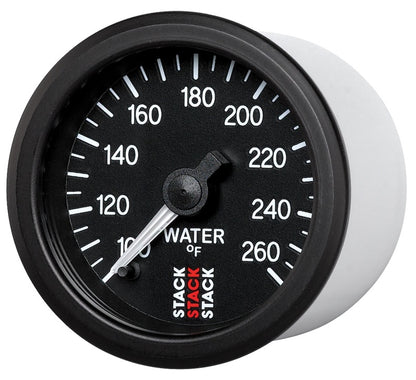 Autometer Stack 52mm 100-260 Deg F 1/8in NPTF Male Pro Stepper Motor Water Temp Gauge - Black