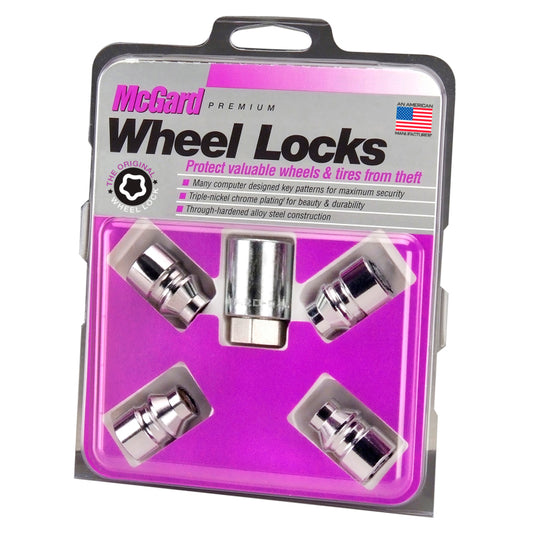 McGard Wheel Lock Nut Set - 4pk. (Uni-Lug) M12X1.5 / 13/16 Hex / .197in. Shank / 1.375in. L - Chrome